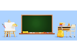 3d school interior set, classroom, a Furniture 3D Model by Marozhkastudio
