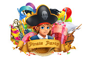 Pirate party. Children holiday, game, an Icon by Allevinatis Studio (Thumbnail 4 of 8)