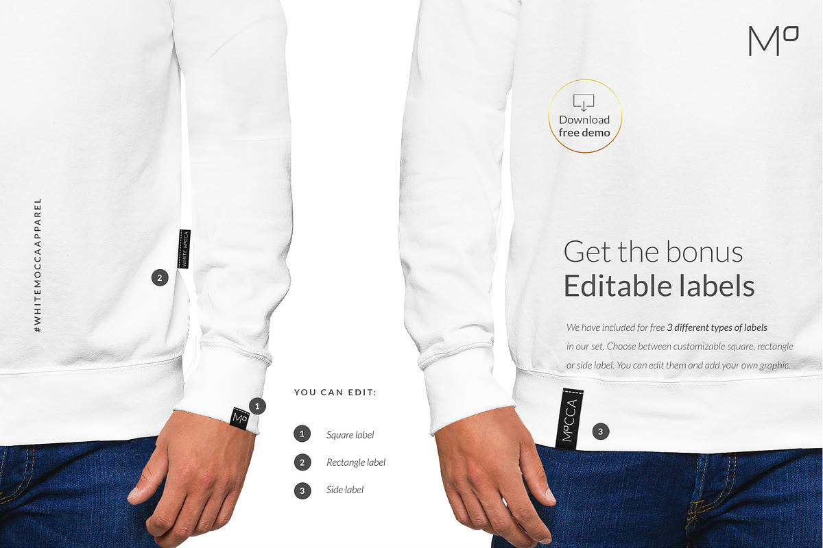 Men Sweatshirt Mockups Set FREE DEMO, a Books & Magazine Mockup by Apparel_Mockups (Photo 3 of 24)