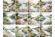 Summer River Digital Watercolors, a Texture Graphic by rileyBgraphics (Thumbnail 2 of 5)