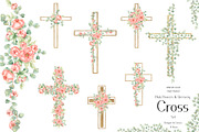 Watercolor Flowers & Greenery Cross, a Decorative Illustration by MayaNavits (Thumbnail 1 of 8)