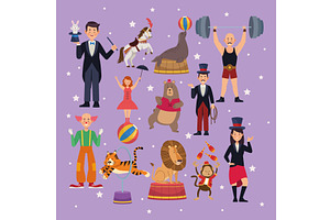 twelve circus show characters, a Person Illustration by studiogstock