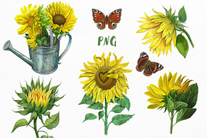 Sunflowers Clipart, Yellow Flowers