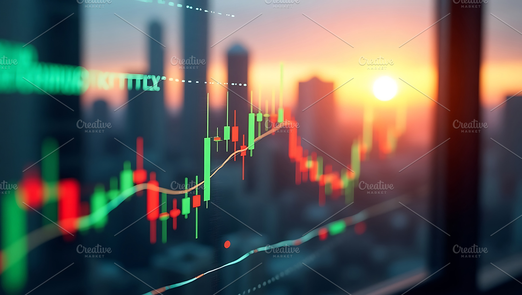 Stock Market Candlestick at Sunset, a Business Photo by Artonix