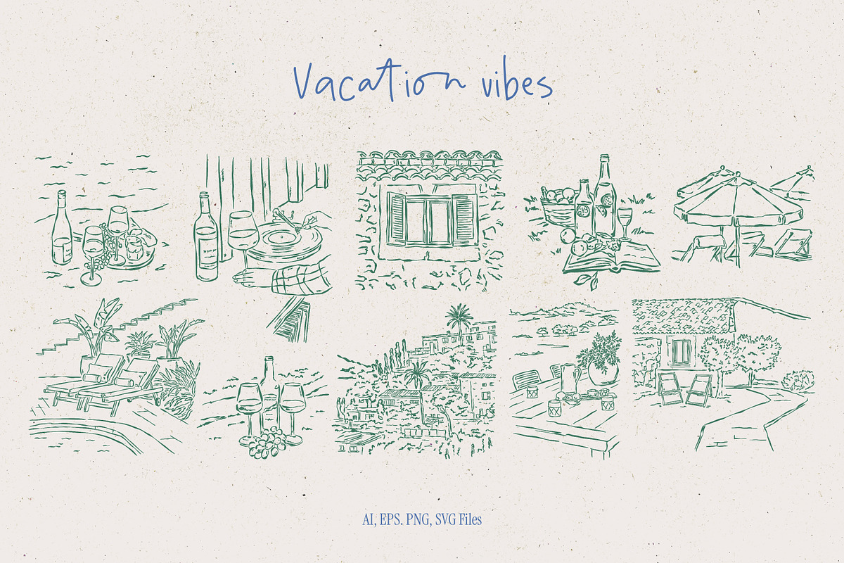 Mediterranean Vacation Illustrations, an Object Graphic by DesignThatMatters (Photo 9 of 12)