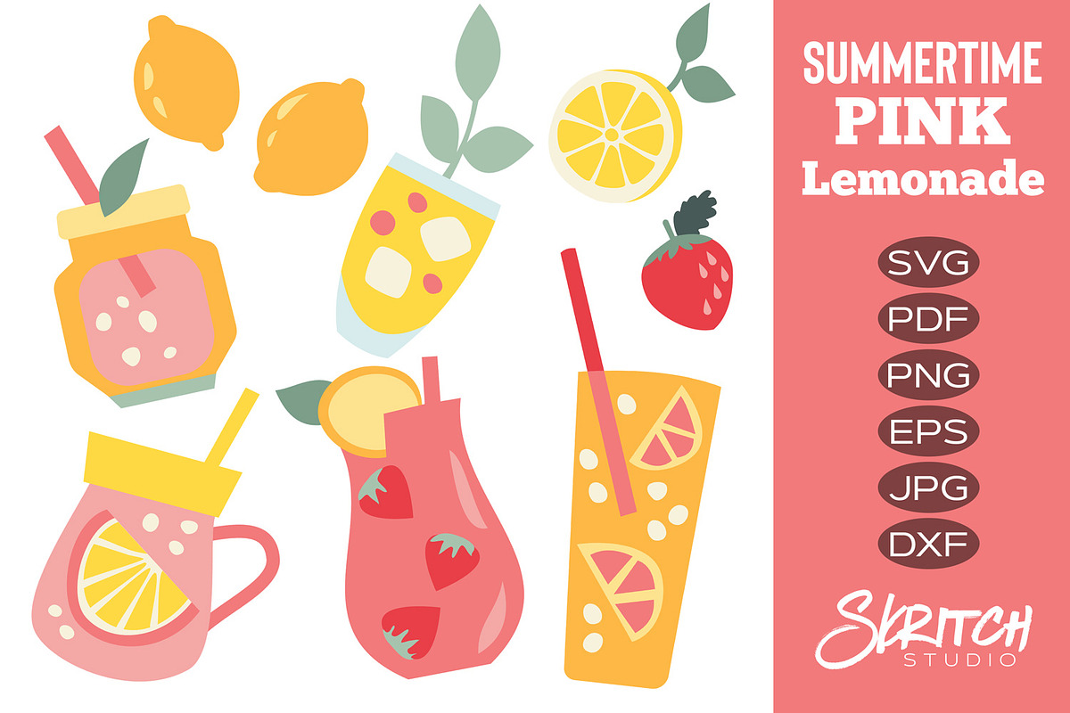Summertime Pink Lemonade SVG Set, an Object Graphic by Skritch Studio (Photo 1 of 4)