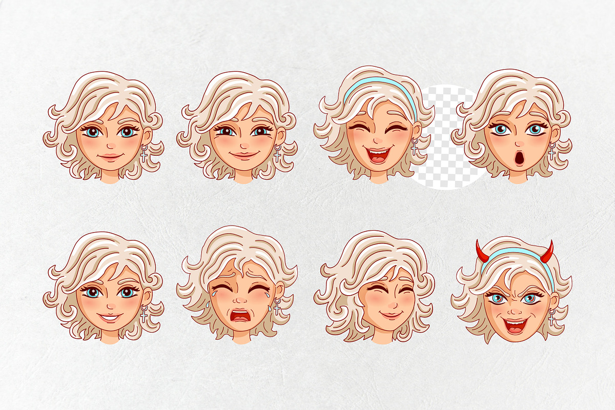 Blond girl  emotions. Avatar. Vector, a Person Illustration by VaraNa Art (Photo 5 of 7)