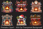 Cozy Fireplace Christmas Clipart, an Illustration by RobertsArt (Thumbnail 4 of 7)