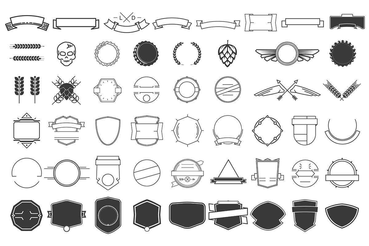 51 design elements pack bundle., an Outline Icon by I-RO
