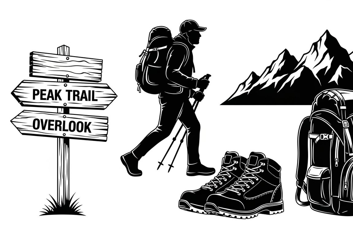 Hiking Adventure Silhouette Bundle, an Illustration by yasushie (Photo 10 of 51)