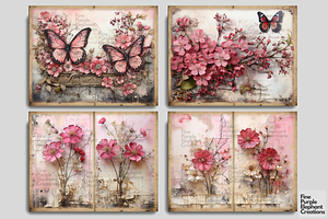 Pink Floral Butterfly Junk Journal