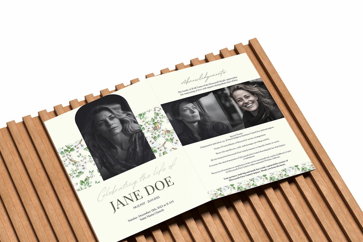 Funeral Program Template Set I Canva, an Invitation Template by The Social Stuff (Photo 3 of 9)