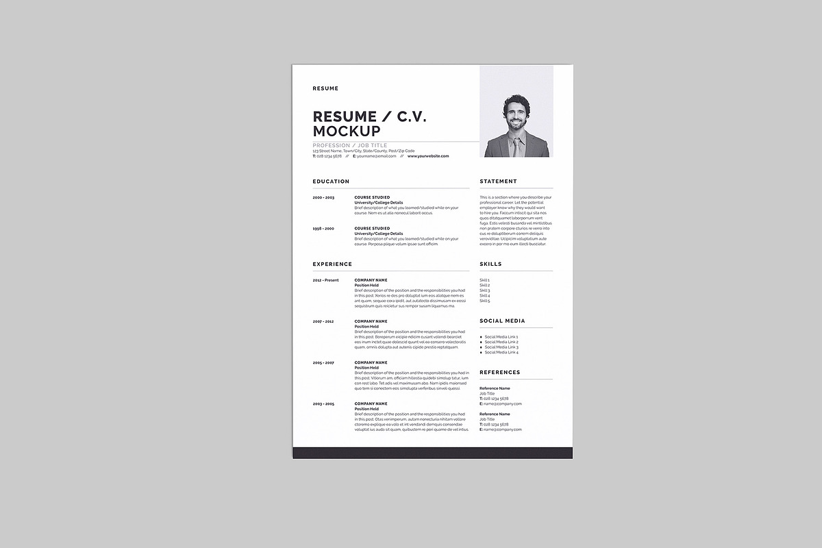 Resume - Curriculum Vitae Mockup, an Advertising Mockup by Illusiongraphic (Photo 11 of 22)