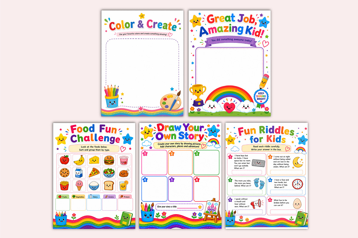 Amazing Kids Activity Book, a Stationery Template by Shumaya (Photo 4 of 5)