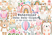 Boho Baby watercolor Clipart, an Illustration by Libby Wishes (Thumbnail 1 of 7)