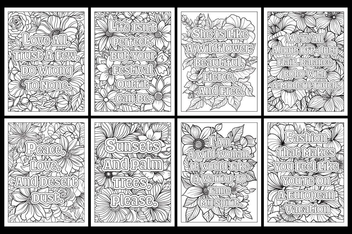 Boho Quotes Coloring Pages, an Illustration by protabsorkar11 (Photo 3 of 3)
