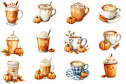 Watercolor Pumpkin Latte Clipart, an Illustration by Designworld (Thumbnail 2 of 5)