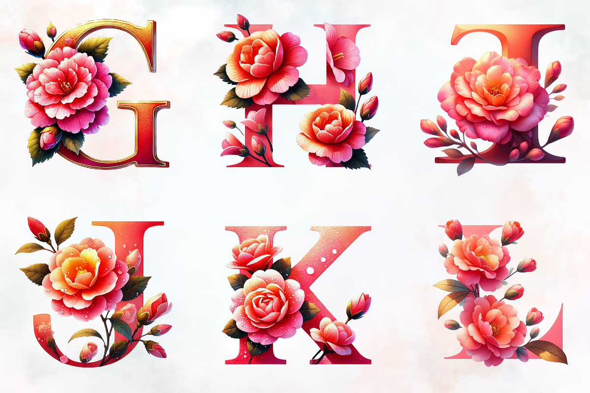 Floral Alphabet Sublimation PNG, an Illustration by RobertsArt (Photo 6 of 7)