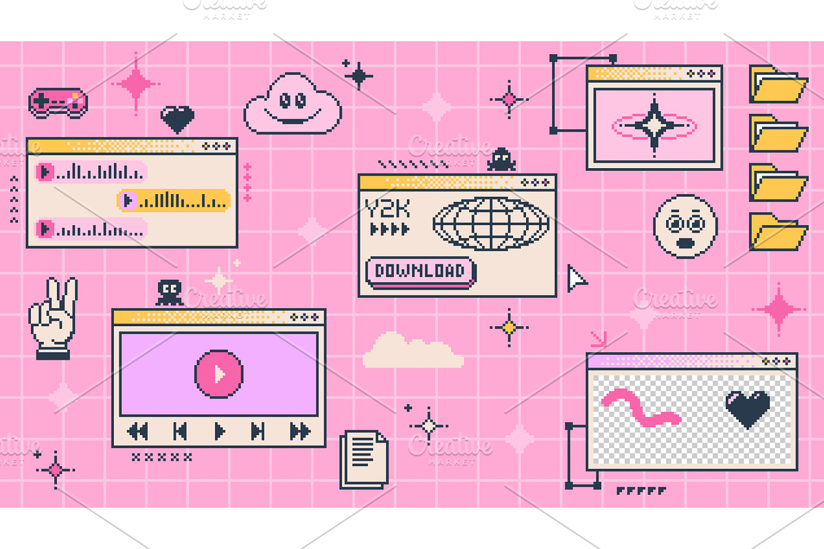Retro y2k computer window page, a Technology Illustration by Vector Tradition