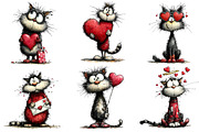 Valentines Whimsical Cats Clipart, an Illustration by Dream Creation (Thumbnail 6 of 7)