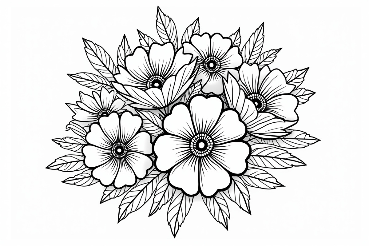 Floral Coloring Book for Adults Set, an Illustration by Creativeshirt (Photo 9 of 9)