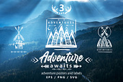Adventure Posters and Labels, a Decorative Illustration by ViktoriaARTprint (Thumbnail 1 of 11)