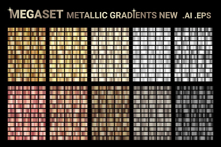 METALLIC GRADIENTS Vector .AI .EPS, a Gradient Add-On by Juksy