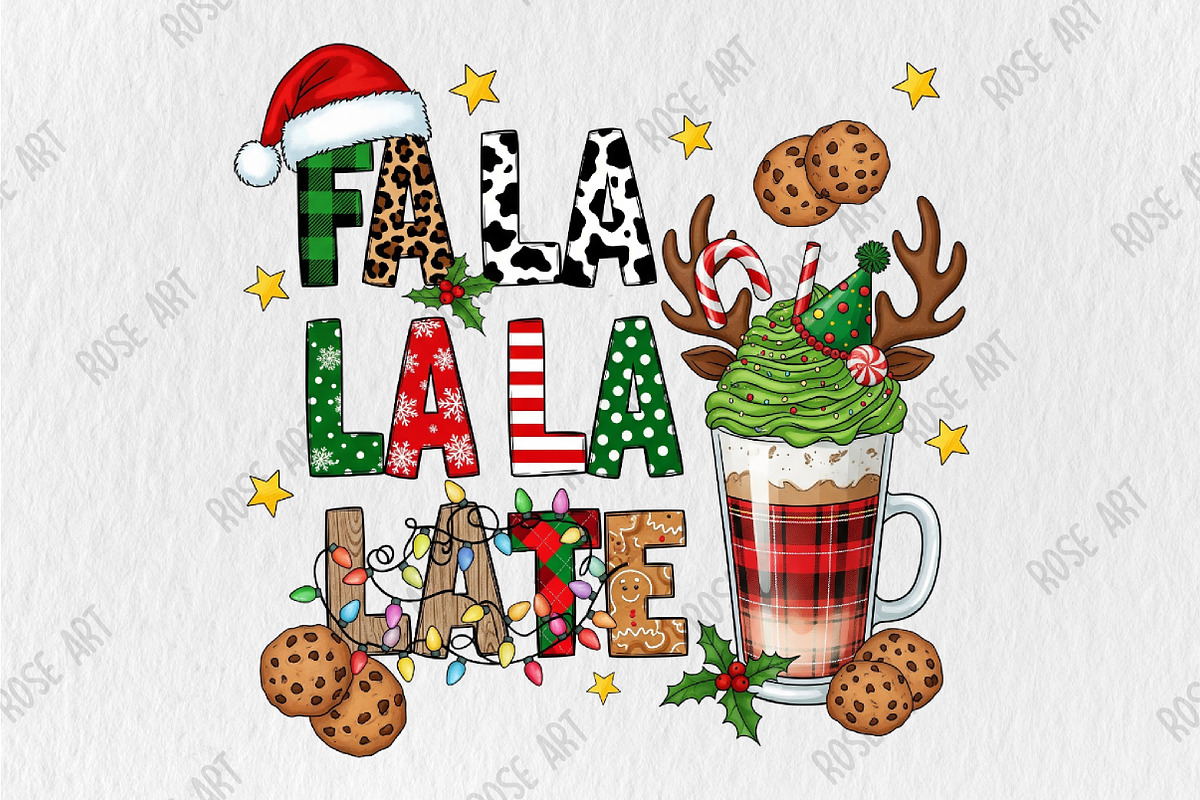 Fa la la la latte PNG, Funny Christm, an Illustration by Rose Art (Photo 1 of 4)