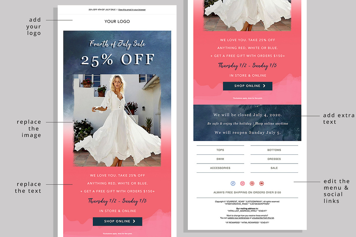 Fourth of July Email Template, an Email Template by Edit & Go Templates (Photo 2 of 5)