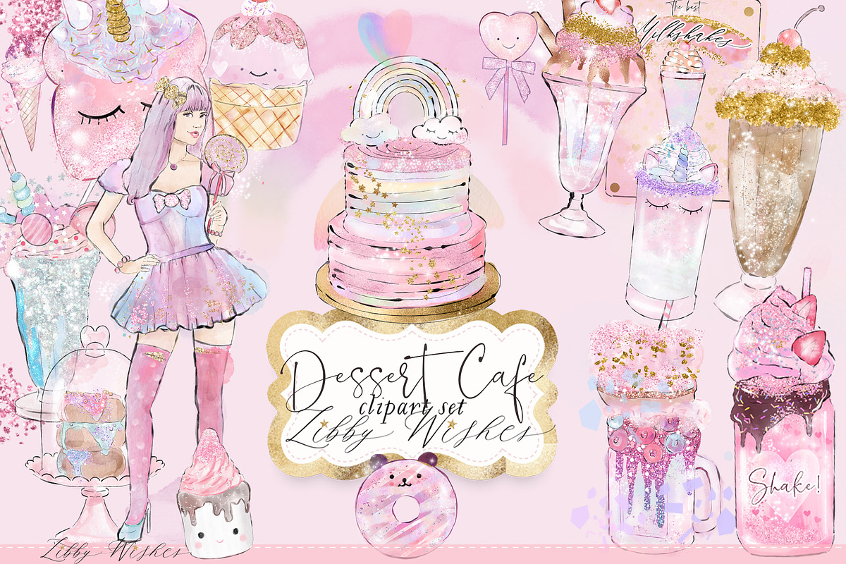 Sweet cafe Watercolour illustrations, an Illustration by Libby Wishes (Photo 1 of 13)