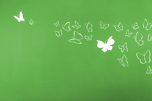 Butterflies Flying Green Background