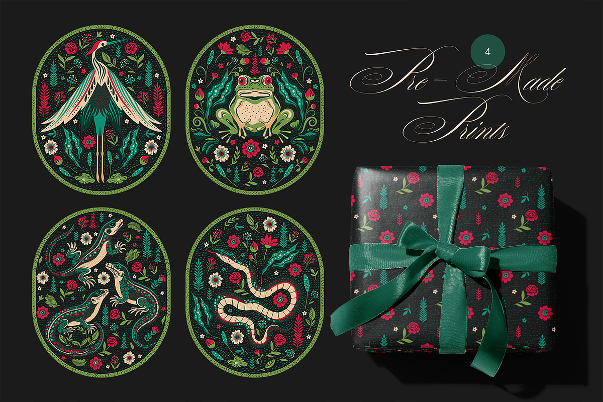 Mystic Forest Dark Floral Bundle, an Animal Illustration by Red Ink (Photo 2 of 9)