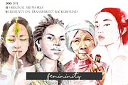 Watercolor Women' Portraits, a Decorative Illustration by Flo Sacred Art (Thumbnail 1 of 7)