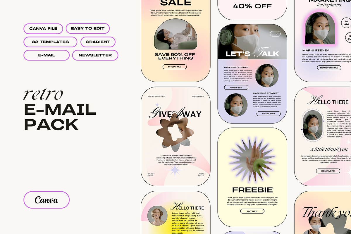 Retro Email Newsletter Pack, an Email Template by marmaries (Photo 1 of 6)