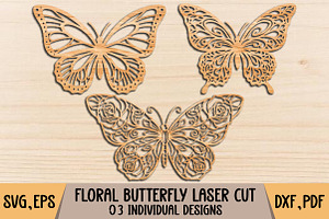 Floral Butterfly Laser Cut Design, a Graphic by Pixels.Craft