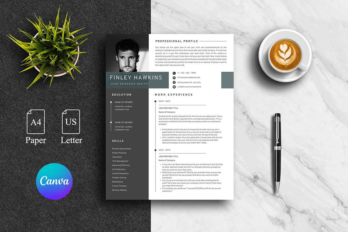 Modern Clean Resume Template | Canva, a Resume Template by Lux Resume (Photo 1 of 9)