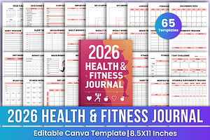 2026 Health & Fitness Journal Canva, a Stationery Template by Mustafiz