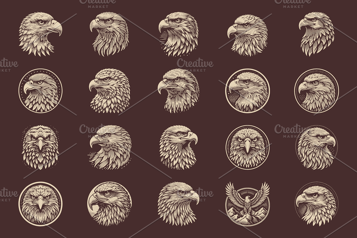 Vintage Hand-Drawn Eagle Designs, an Animal Illustration by devastd (Photo 5 of 8)