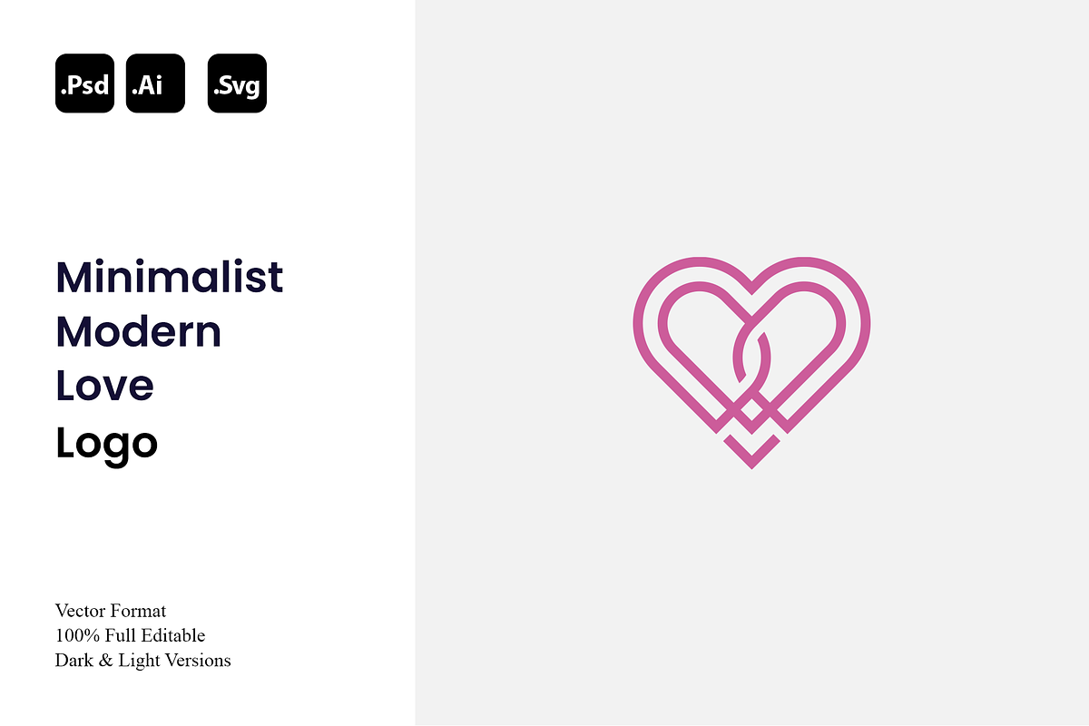 Minimalist Modern Love Logo, a Branding & Logo Template by Luxury Logos (Photo 1 of 4)