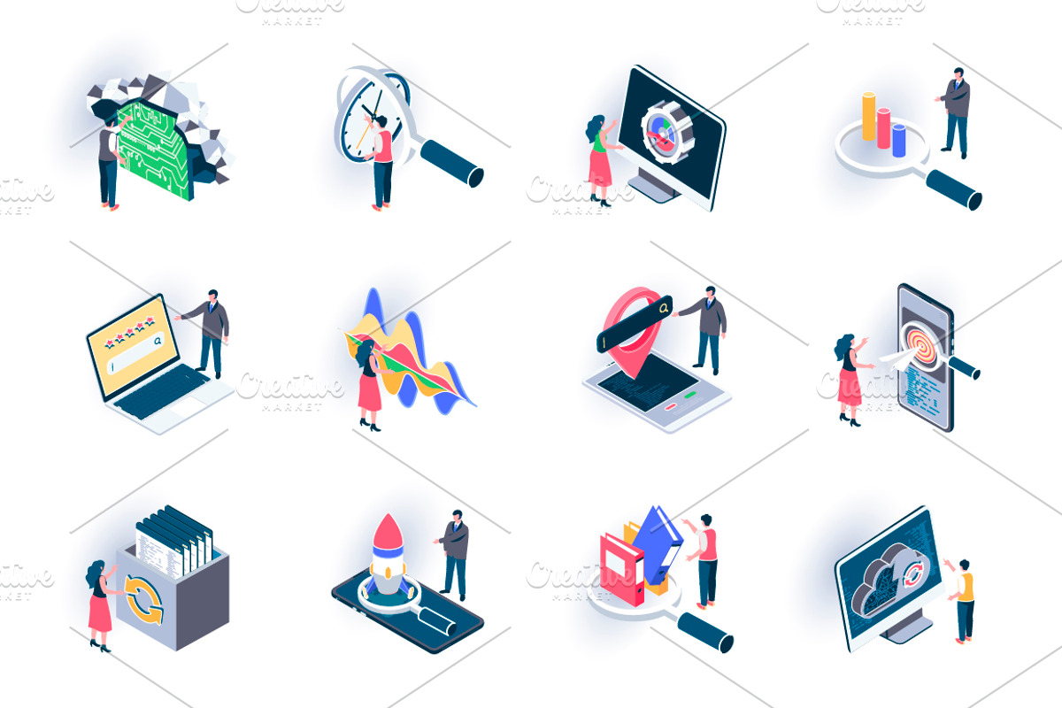 Unique Isometric Icons Pack, an Outline Icon by alexdndz (Photo 17 of 21)