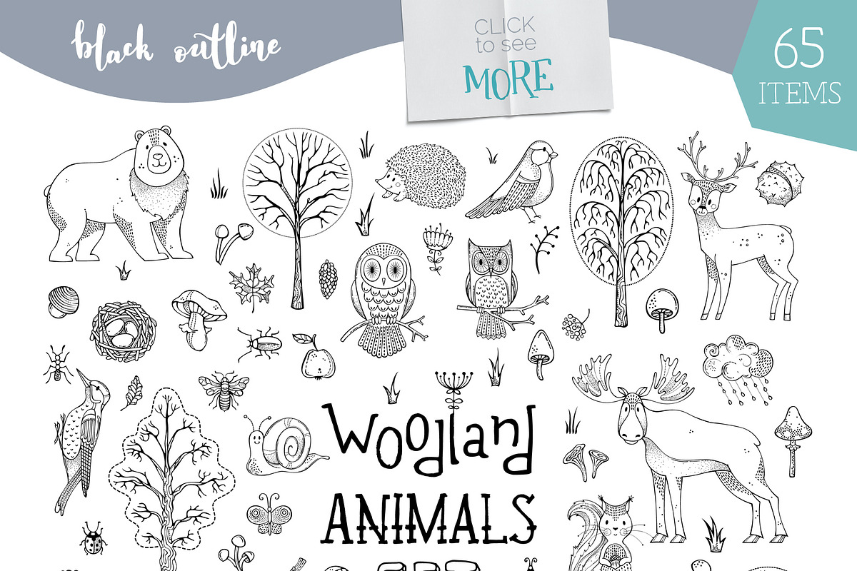 Woodland Animals Pack, an Animal Illustration by MaljukArt (Photo 5 of 15)