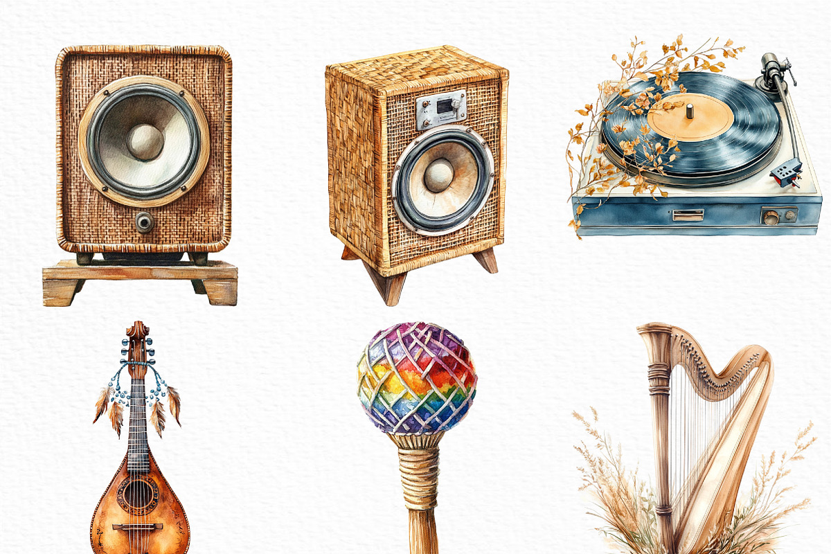 Boho Music Clipart, an Illustration by Craft Nest (Photo 3 of 6)
