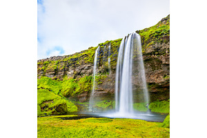 View of seljalandsfoss waterfall iceland containing iceland, seljalandsfoss, a Nature Photo by Leonid Andronov