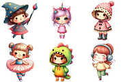 Quirky Cute Little Girl Clipart, an Illustration by Daily.Designs (Thumbnail 5 of 5)