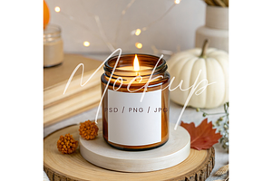 Fall Seasonal Candle Label Mockup, a Product Mockup by TatiMockup