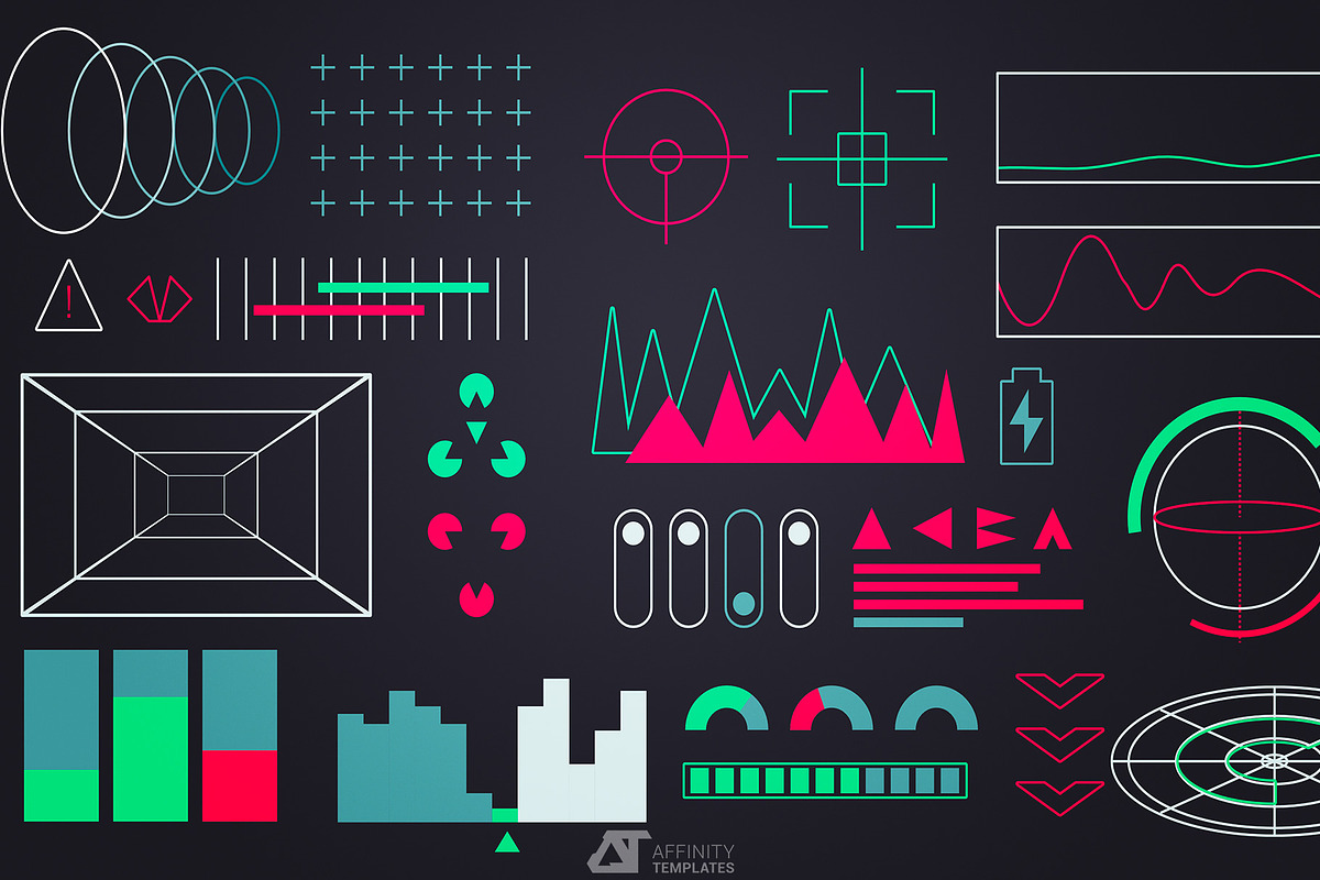 Cyber punk fake UI vector elements, an Object Graphic by Affinity Templates (Photo 2 of 2)