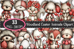 Woodland Easter Animals Clipart, an Illustration by designcity5