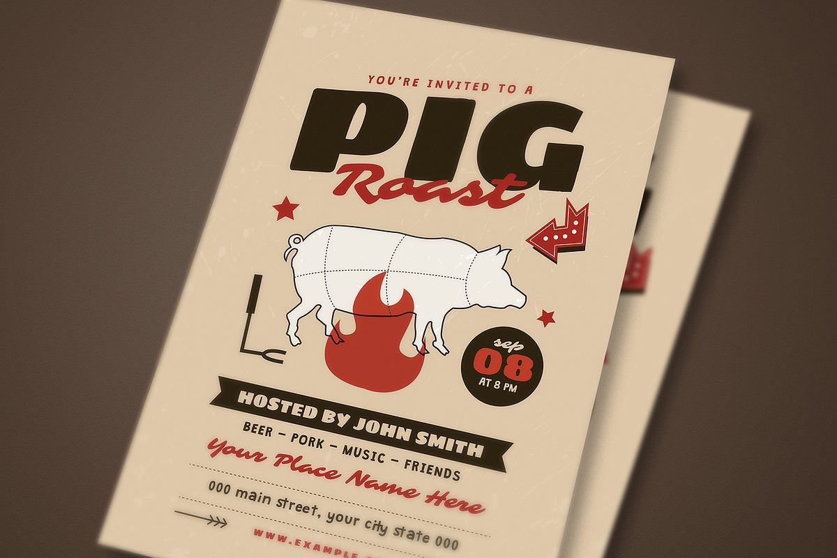 Pig Roast Event Flyer, a Flyer Template by Guuver