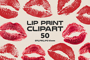 50 Red Lipstick Kiss Prints Clipart, an Object Graphic by Kokoshka (Thumbnail 1 of 4)