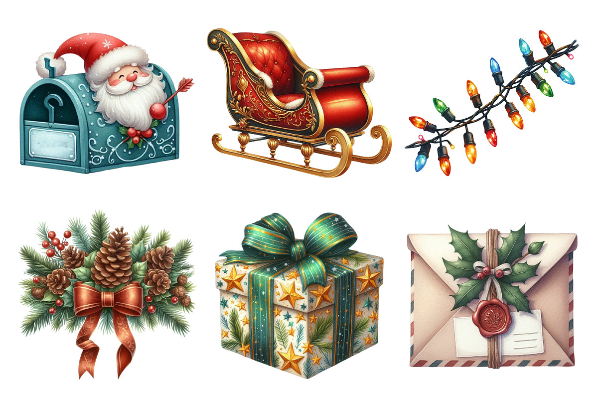 Watercolor Christmas Clipart, an Illustration by Daily.Designs (Photo 3 of 4)